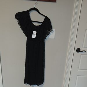 Ronni Nicole Black One Shoulder Lace Dress